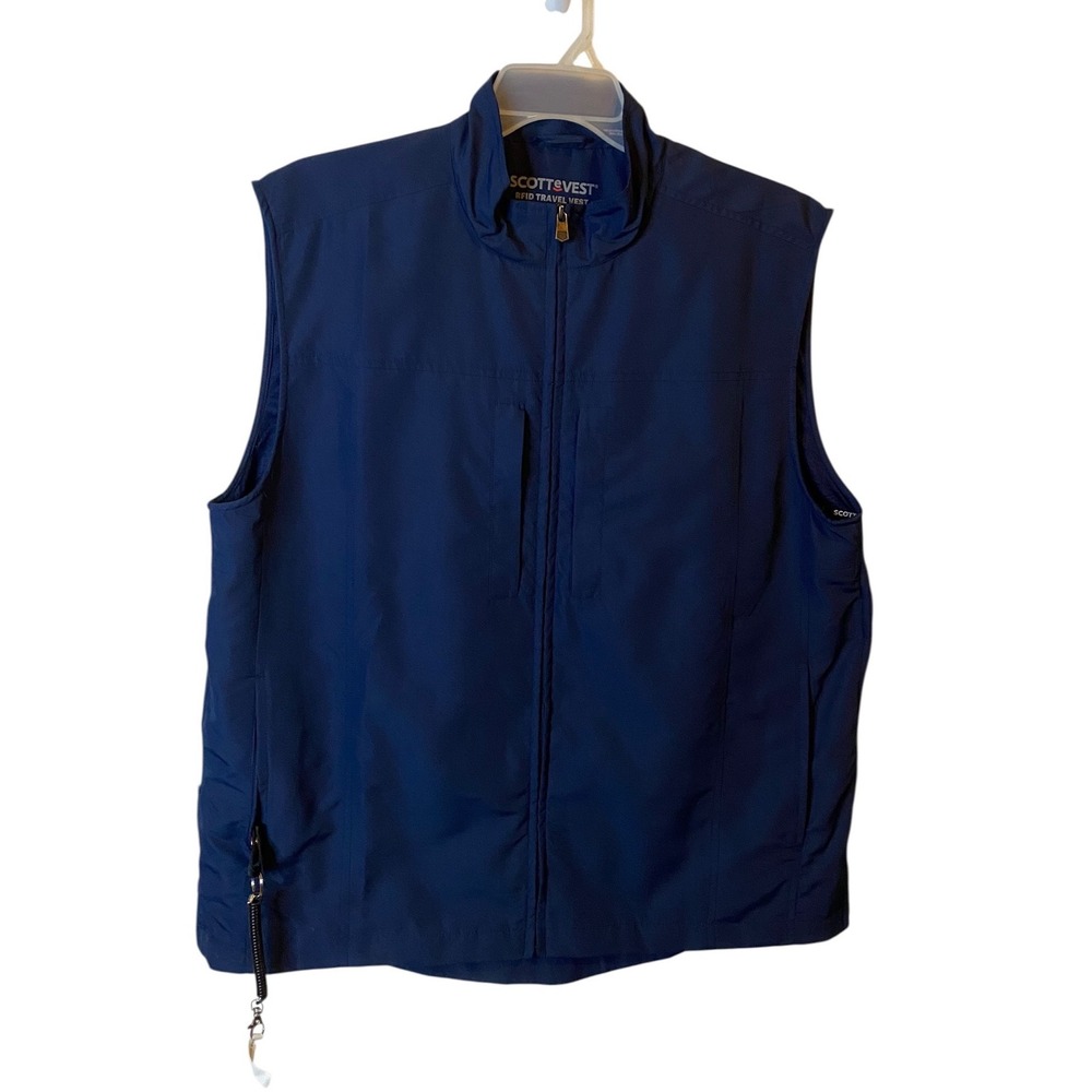 SCOTTEVEST Mens RFID Travel Vest XL Navy Blue Multi-Pocket Utility TEC Vest